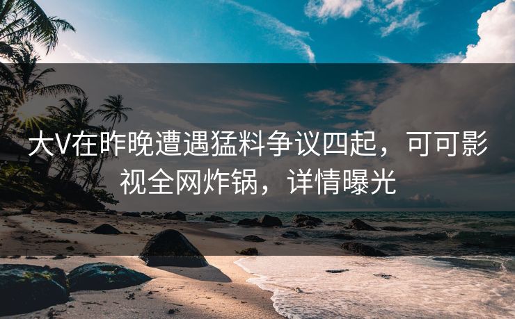 大V在昨晚遭遇猛料争议四起，可可影视全网炸锅，详情曝光