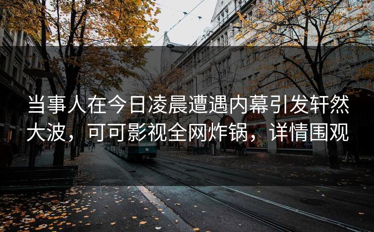 当事人在今日凌晨遭遇内幕引发轩然大波,可可影视全网炸锅,详情围观
